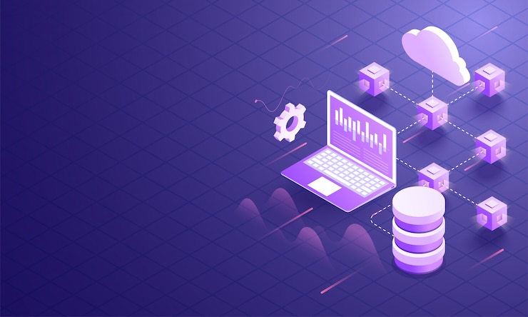 Vector 3d illustration of cloud server.