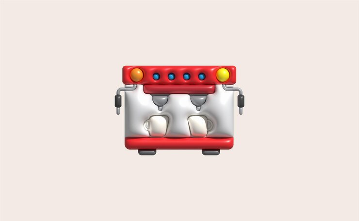 Vector 3d illustration coffee maker machine for making coffee cappuccino and espresso