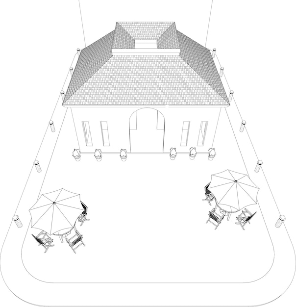 Vettore illustrazione 3d di una caffetteria