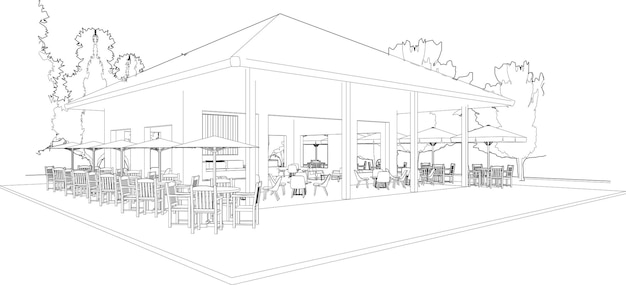 3D illustration of coffee shop