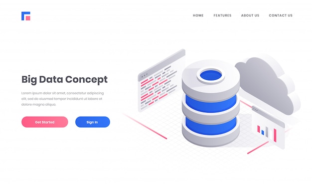 3D illustration of database with cloud server and multiple website screen for Big Data concept based responsive web banner or poster design.