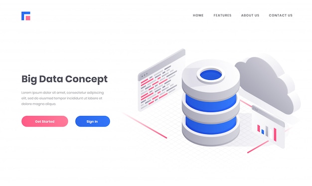 Illustrazione 3d della base di dati con il server della nuvola e lo schermo multiplo del sito web per progettazione rispondente basata dell'insegna o del manifesto di web di concetto di grandi quantità di dati.