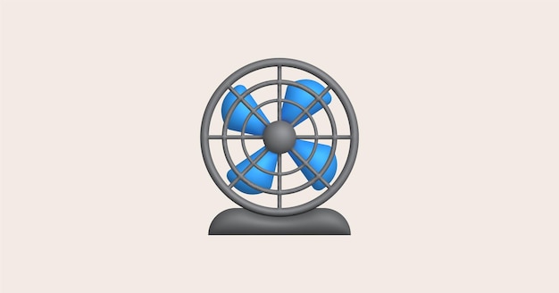 3d illustration electric fan icon for graphic design and decorative element