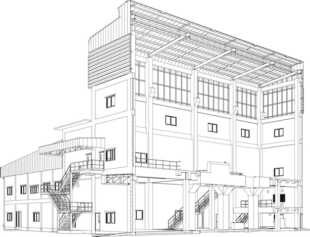 Vector 3d illustration of industrial building