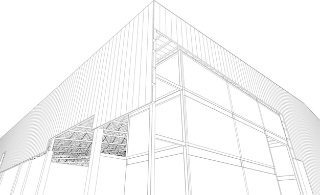 산업 건물의 3D 일러스트