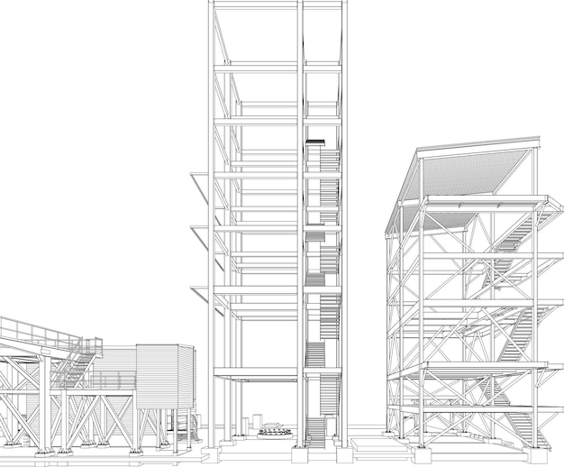 Vector 3d illustration of industrial building