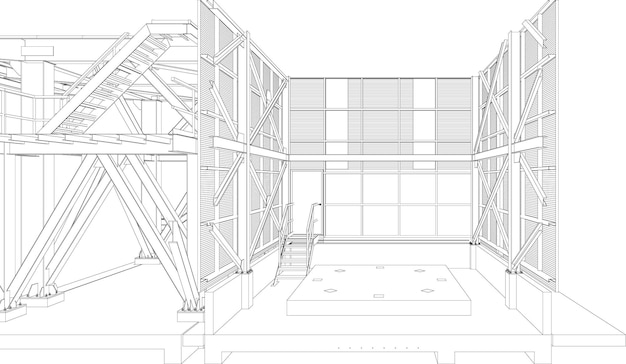 Illustrazione 3d di un edificio industriale