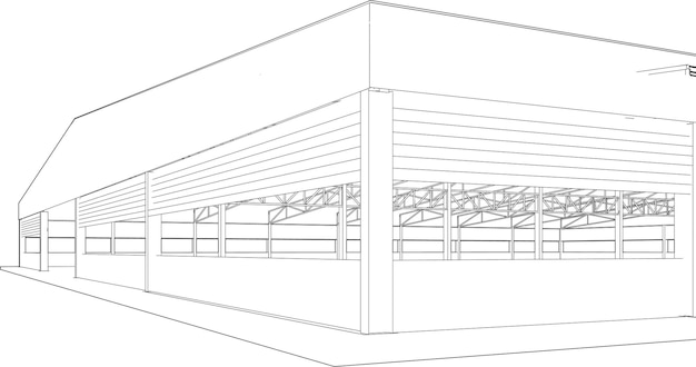 工業用建物の 3 D イラストレーション