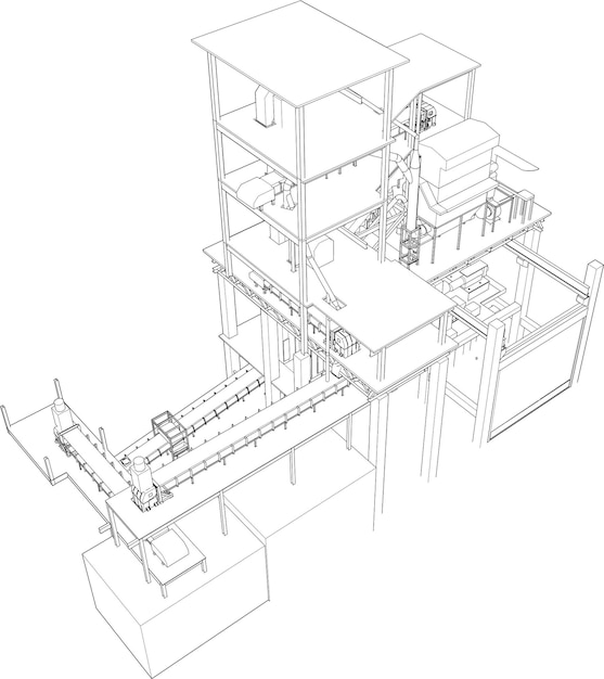 産業建物の3Dイラスト