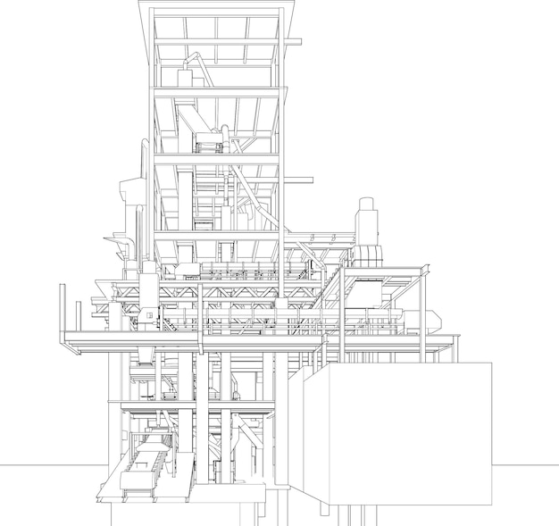 Illustrazione 3d di un edificio industriale