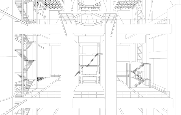 工業用建物の 3 D イラストレーション