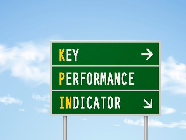 3d illustration key performance indicator road sign