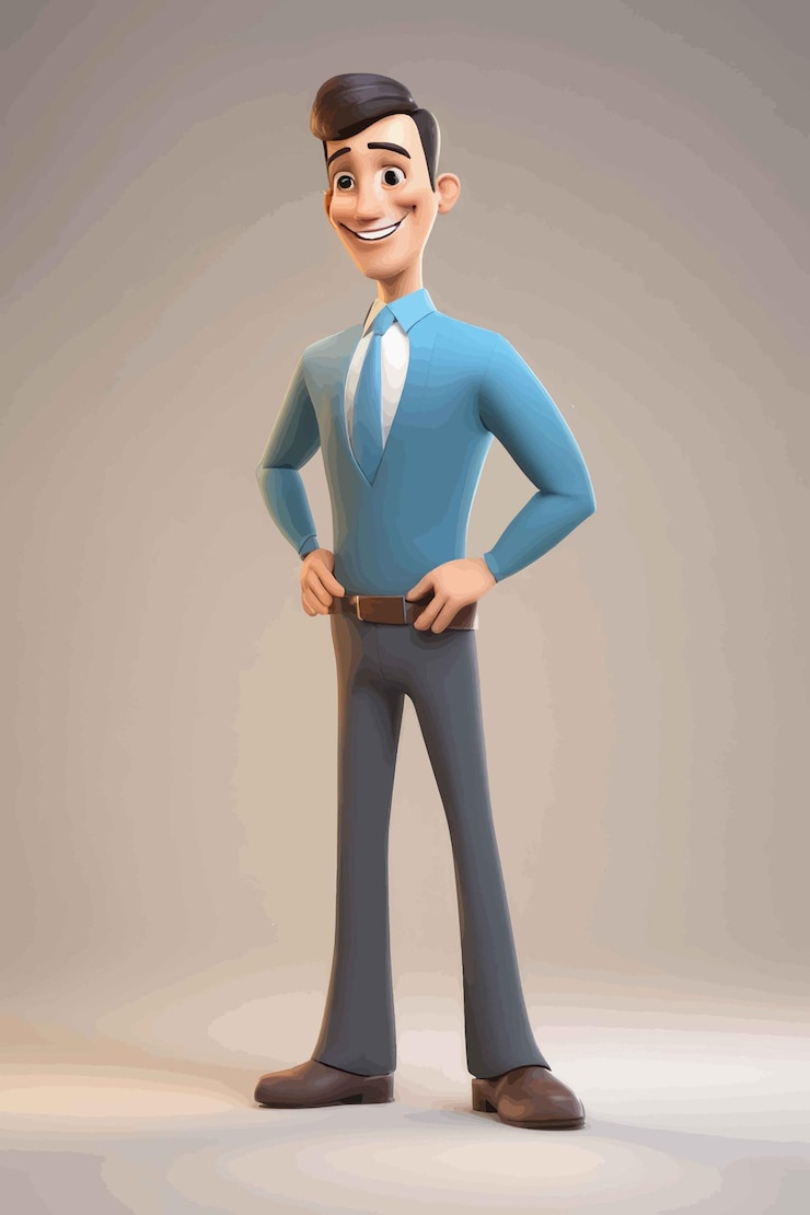 Vector 3d illustration of a man with a tie3 d illustration of a man with a tie3 d illustration cartoon cha