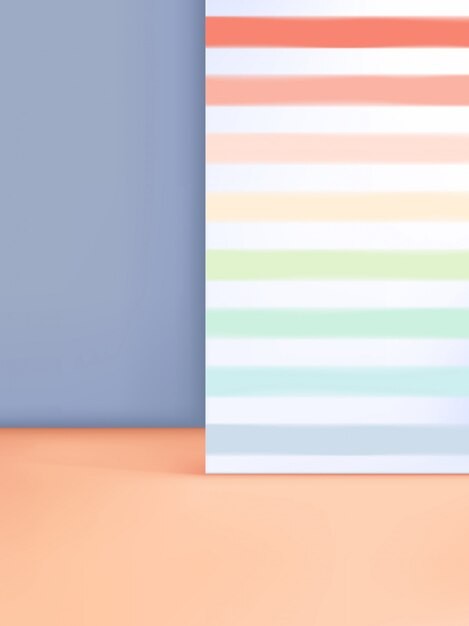 Vector 3d illustration minimal pastel studio shot background with rainbow stripe pattern for product display.