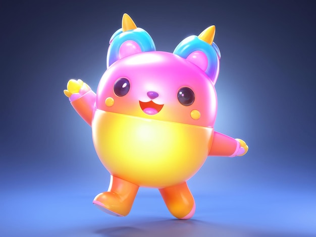 ベクトル 黒い背景にピンクのクマを描いた 3d イラスト