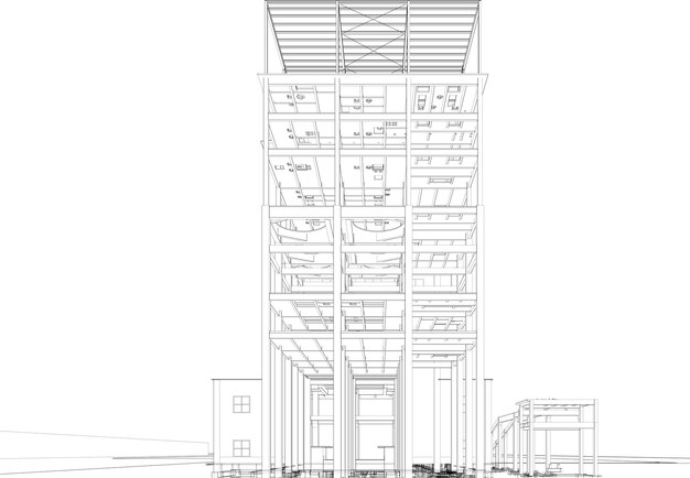 벡터 산업용 건물의 3d 그림