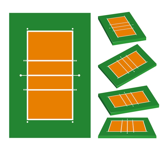 벡터 배구 코트 또는 필드 세트의 3d 일러스트