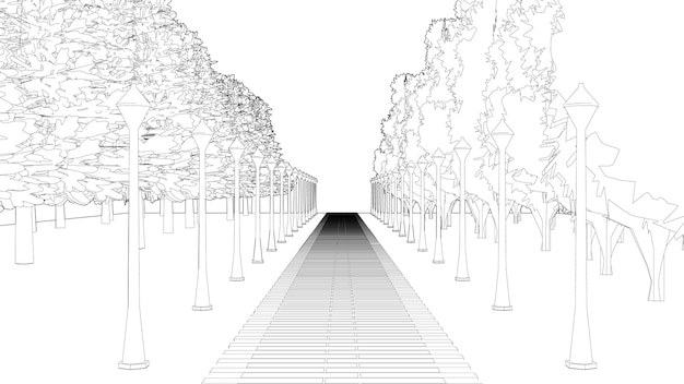 3D illustration of park and landscape project