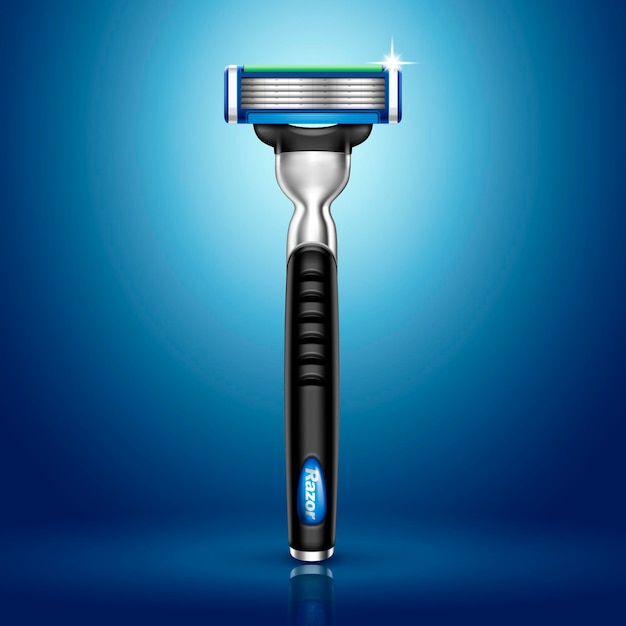 Vector 3d illustration razor isolated on blue