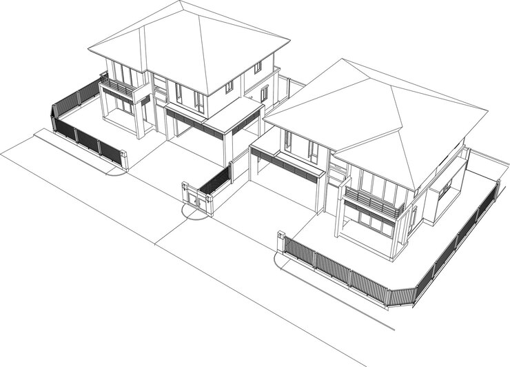 Vector 3d illustration of residential project