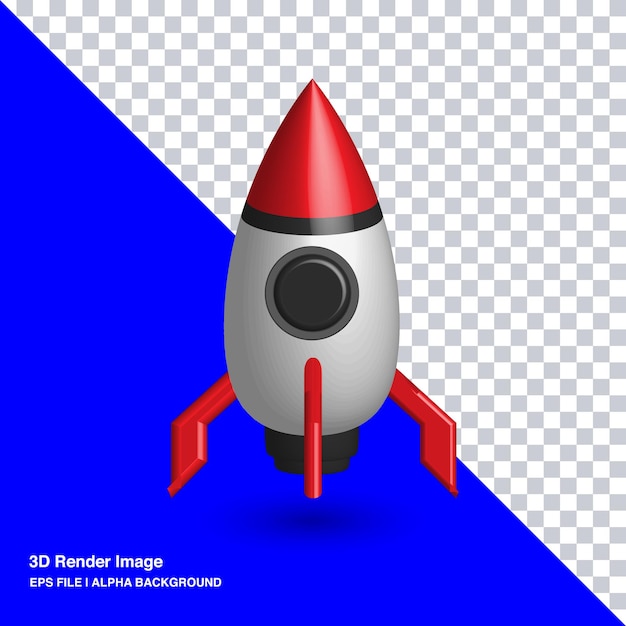 3d illustration rocket ui icon