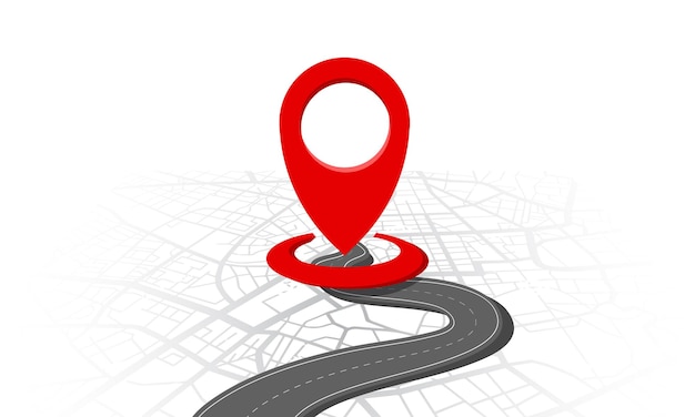 3d illustration of route map with location point