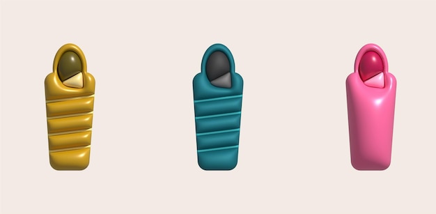 3d illustration sleeping bag camping bed for tourists Hiking gear for sleeping