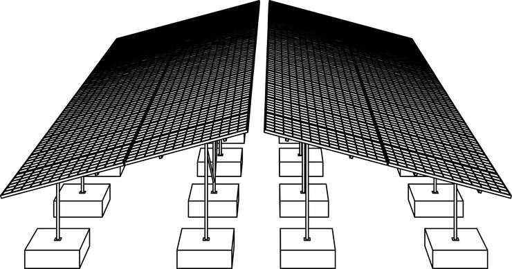 Vector 3d illustration of solar carport