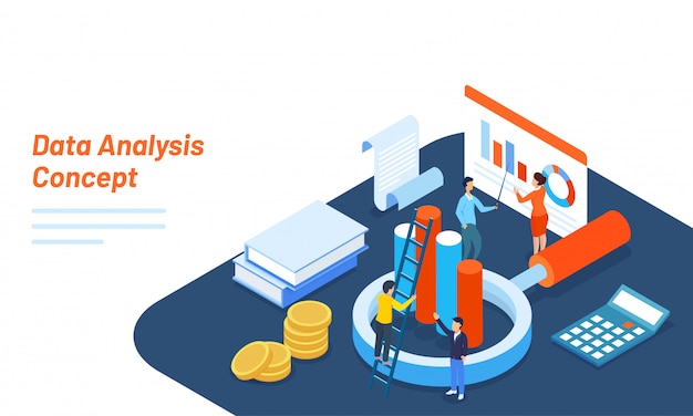 3d illustration of tiny business people maintain the data