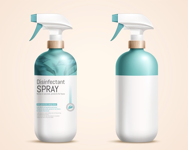 Vector 3d illustration of trigger spray bottle mockups