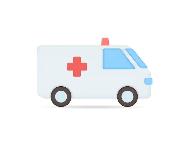 3d illustration white ambulance car medical van Medical rescue service healthcare medicine emergency car