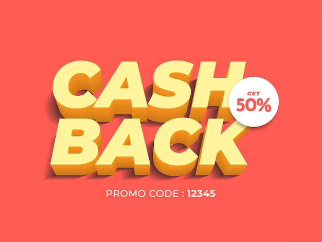 3d illustrations cash back  sale banner vector template