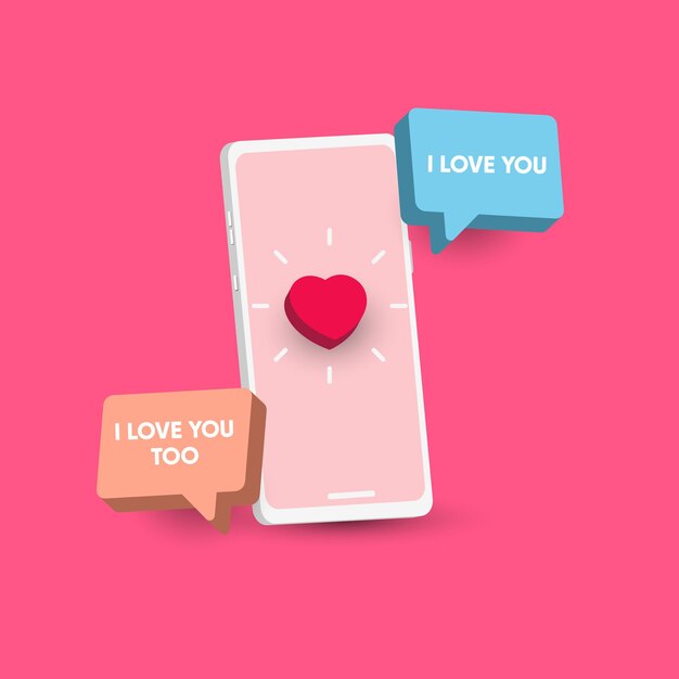 3d illustrations a smartphone with a bubble text vector template