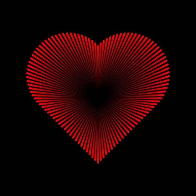 Vector 3d impossible heart logo made of red lines hollow black hole hearts love symbol vector illustration