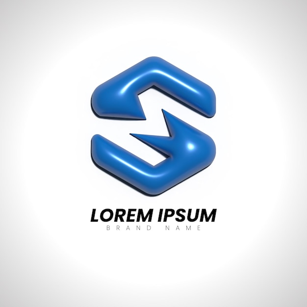 3D 인플레이션 편집 가능한 SM 텍스트 로고 디자인 템플릿