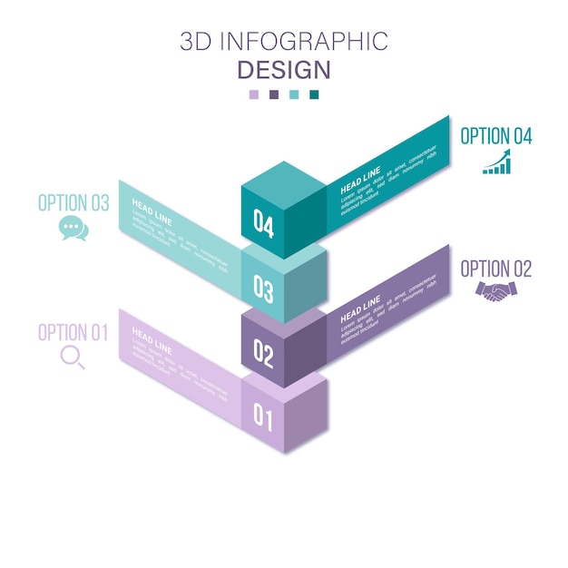 3D Infographic 4 Stappen