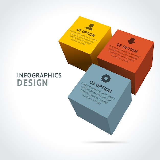 3d infographic creatieve dozen isometrische vector sjabloon gele bedrijfsstrategie met rode marketing optimalisatie download grijze management banner grafiek en diagram informatiebron