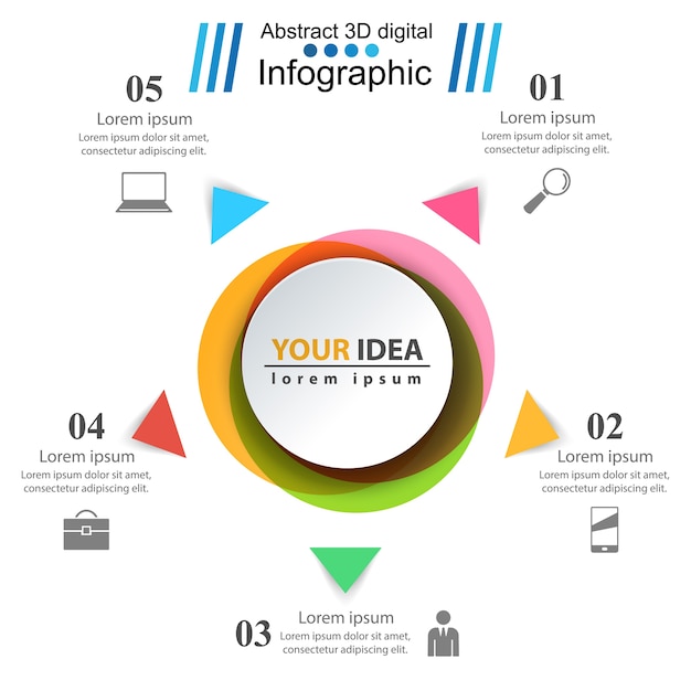 3D infographic 디자인 템플릿 및 마케팅 아이콘