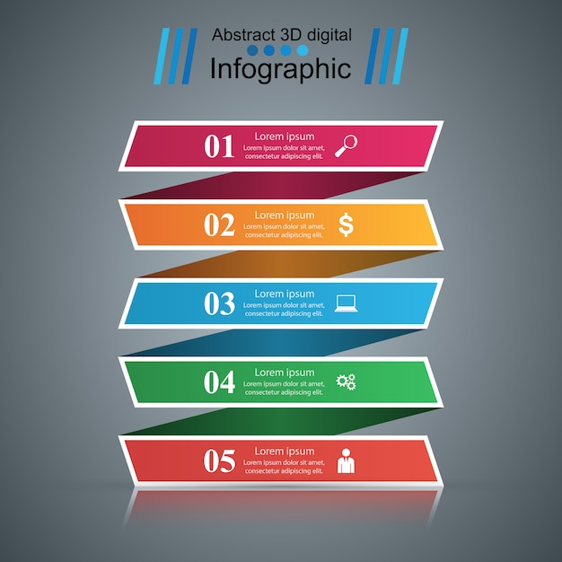 3D infographic design template and marketing icons.