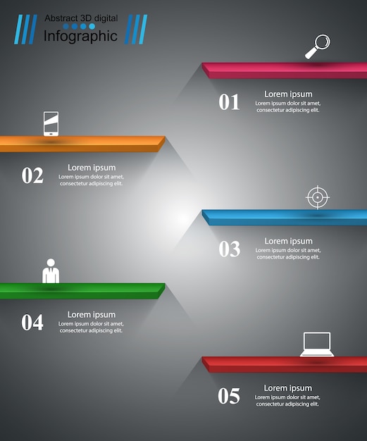 3d-infographic ontwerpsjabloon en marketing pictogrammen