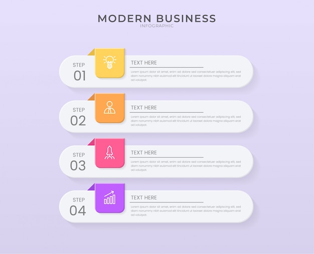 3d infographic ontwerpsjabloon processchema met bewerkbare tekst en papierstijl knippen.
