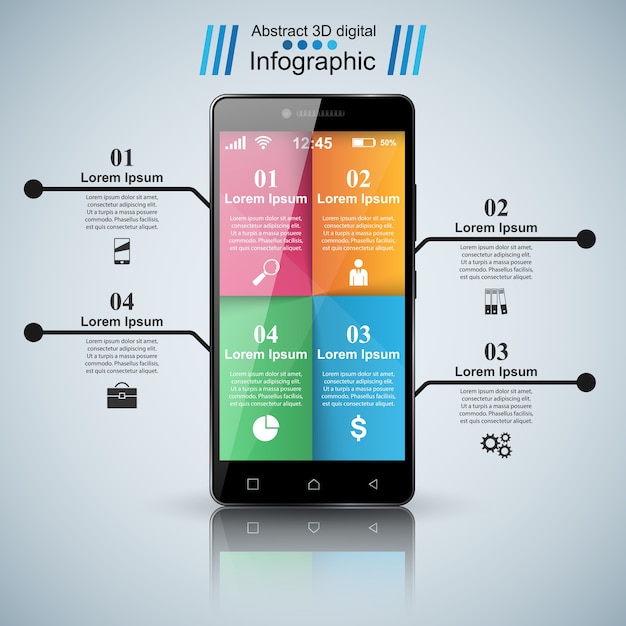Vettore infografica 3d. icona di smartphone.