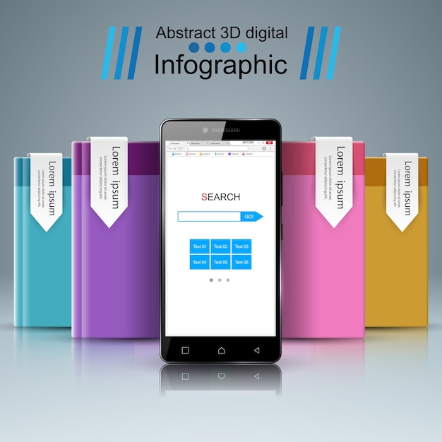 Infografica 3d. icona di smartphone.