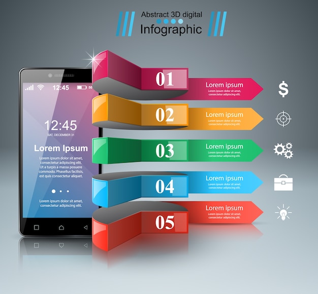 3D-infographic. Smartphone-pictogram.