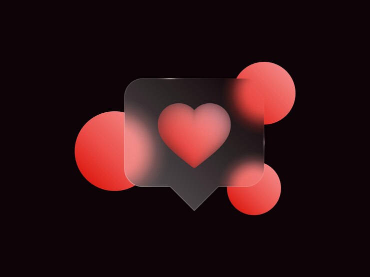 3d instagram как значок сердце речи пузырь в стекломорфизме прозрачный фон значок социальных сетей