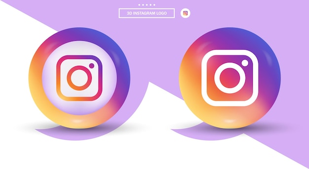 3d instagram logo in modern style for social media icons - gradient ellipse