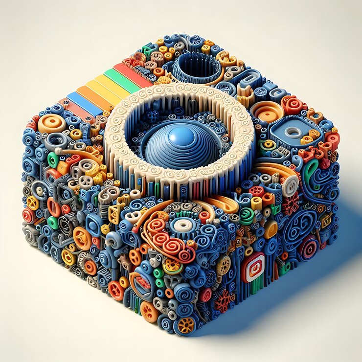 Vector 3d instagram social media icon