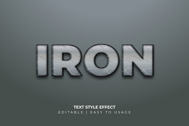 3d Iron Text Style Effect with Slashed Texture