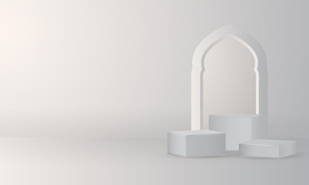 3d islamic podium product display with arabic lantern