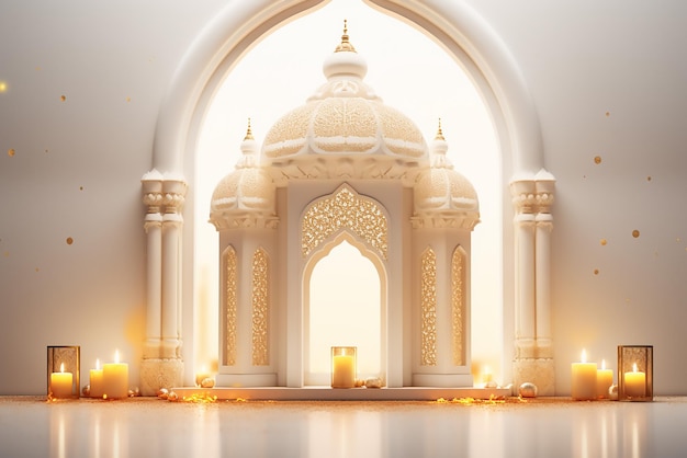 3D islamitische achtergrond met Arabische islamitische decoraties met islamitische 3D-symbolen
